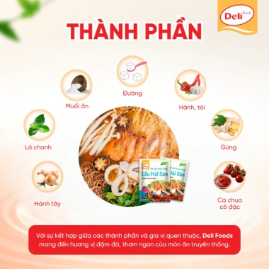 Combo 4 gói gia vị lẩu Thái Tom Yum, bò, gà, hải sản Deli Foods 100g Giá 11.520đ