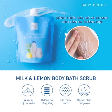 Combo 4 Gói Muối Tẩy Da Chết Toàn Thân Sữa Bò và Chanh Baby Bright 250g - 158k 4 Combo 4 Gói Muối Tẩy Da Chết Toàn Thân Sữa Bò và Chanh Baby Bright 250g - 158k 4