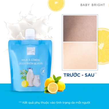 Combo 4 Gói Muối Tẩy Da Chết Toàn Thân Sữa Bò và Chanh Baby Bright 250g - 158k
