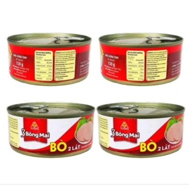 Combo 4 Hộp 150g Bò 2 Lát & 3 Bông Mai Vissan - Hạn dùng 2.028, Giá 68.893 VND