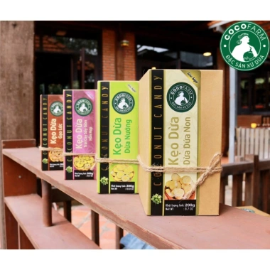 Combo 4 hộp kẹo dừa cuộn bánh tráng Cocofarm 4 vị thơm ngon, chỉ 270.000₫ giảm 23%