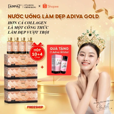 Combo 4 Hộp Nước Uống Collagen ADIVA Gold - Da căng mịn, giảm nếp nhăn, chống lão hóa