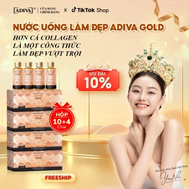 Combo 4 Hộp Nước Uống Collagen ADIVA Gold - Da căng mịn, giảm nếp nhăn, chống lão hóa