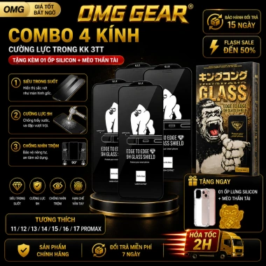 Combo 4 Kính Cường Lực iPhone Trong Suốt Chống Vân Tay - Ốp + Mèo Chiếu Tai Tặng Ngay Giá 17.738₫