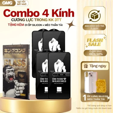 Combo 4 Kính Cường Lực iPhone Trong Suốt Chống Vân Tay - Ốp + Mèo Chiếu Tai Tặng Ngay Giá 17.738₫