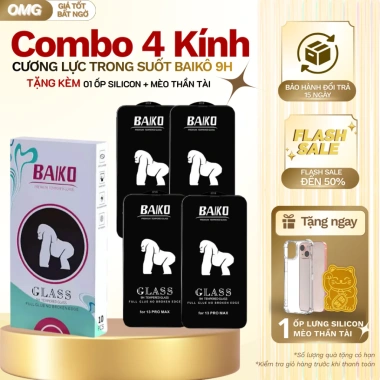 Combo 4 Kính Cường Lực iPhone Trong Suốt Chống Vân Tay - Ốp + Mèo Chiếu Tai Tặng Ngay Giá 17.738₫