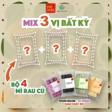 Combo 4 Mix Vị - Mì Rau Củ Phủ Dày Đậm Đà, Healthy, Giảm Cân, Ăn Kiêng 150g - 90.000
