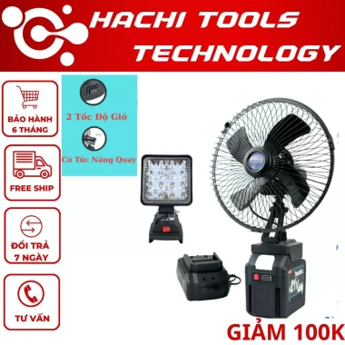 Combo 4 món công cụ điện: Quạt 8 inch quay, Đèn LED 16 bóng, Pin 20 cell, Sạc bàn và Chân Makita 4cm - Giá giảm Combo 4 món công cụ điện: Quạt 8 inch quay, Đèn LED 16 bóng, Pin 20 cell, Sạc bàn và Chân Makita 4cm - Giá giảm