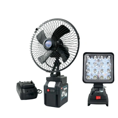 Combo 4 món công cụ điện: Quạt 8 inch quay, Đèn LED 16 bóng, Pin 20 cell, Sạc bàn và Chân Makita 4cm - Giá giảm