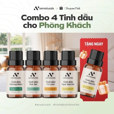 Combo 4 Tặng 1 Tinh Dầu Thiên Nhiên Phòng Khách: Hương Thảo Bạc Hà Vỏ Cam Ngọc Lan Tây Giá 899k Combo 4 Tặng 1 Tinh Dầu Thiên Nhiên Phòng Khách: Hương Thảo Bạc Hà Vỏ Cam Ngọc Lan Tây Giá 899k