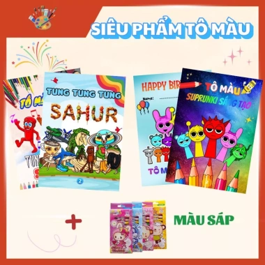 Combo 4 Tập Tranh Tô Màu Sprunki, Tung Tung Tung Sahur: Đồ Chơi Mỹ Thuật Thủ Công