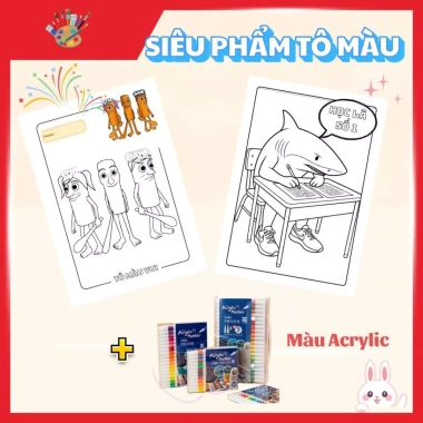 Combo 4 Tập Tranh Tô Màu Sprunki, Tung Tung Tung Sahur: Đồ Chơi Mỹ Thuật Thủ Công