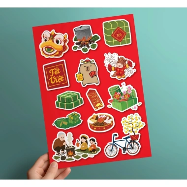 Combo 4 tờ Sticker Tết 2.026 - Decal Cửa Kính, Trang trí quán cafe, nhà cửa, mẫu đẹp xuân bình an may mắn, giảm giá 27k