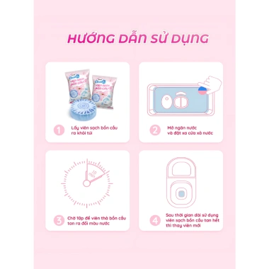 Combo 4 Viên Thả Bồn Cầu 3in1 CleanZ Hương Đào Tẩy, Khử Mùi, Sạch Mảng Bám