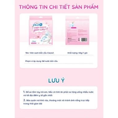Combo 4 Viên Thả Bồn Cầu 3in1 CleanZ Hương Đào Tẩy, Khử Mùi, Sạch Mảng Bám
