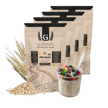 Combo 4 Yến mạch tươi cán mỏng GUfoods - Giàu chất xơ, Healthy, Tập gym, Eat clean 500g 10