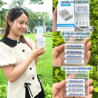 Combo 4x AA và 4x AAA, Sạc ENEMAX Cao Cấp - Pin Mic Không Dây, Camera, Đồ Chơi 8