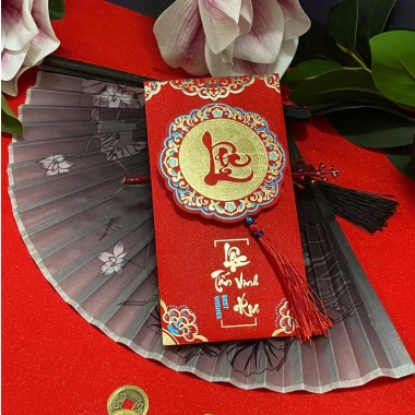 Combo 5-10 Bao Lì Xì Tết 4D Kim Tuyến In Nổi + Dây Tua Rua - Phong Bao Đỏ Cao Cấp BEYOU 38.000