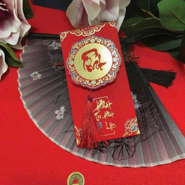 Combo 5-10 Bao Lì Xì Tết 4D Kim Tuyến In Nổi + Dây Tua Rua - Phong Bao Đỏ Cao Cấp BEYOU 38.000