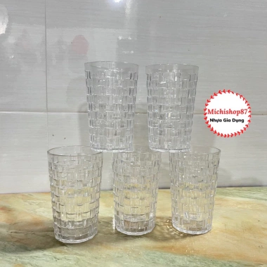 Combo 5-10 Cốc Nhựa Meka Giả Thuỷ Tinh 455ml Chống Vỡ Hoạ Tiết Đan Mây Sang Trọng Chịu Nhiệt Dày Dặn Giá 68.000 VND