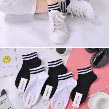 Combo 5-10 Đôi Tất Unisex Cổ Cao Trung Thấp Sọc Đen Trắng Phong Cách Hàn Sang Trọng TA58 Giá 60.000đ 7