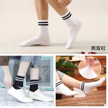Combo 5-10 đôi tất & vớ cổ đa dạng sọc đen trắng phong cách Hàn TA58 - 80.000đ 9