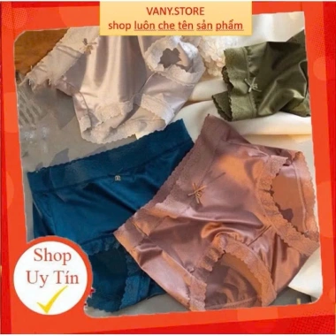 Combo 5-10 Quần Lót Nữ Su Lụa Cạp Cao Mỏng Không Lộ Viền Co Giãn Ren Hoa - Giá 90.000₫