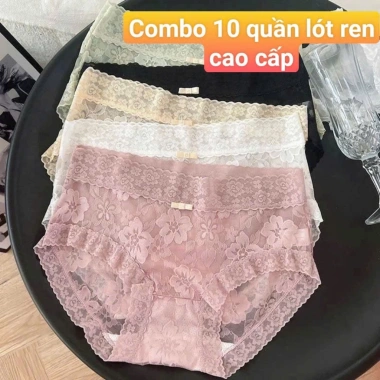Combo 5-10 Quần Lót Ren Hoa Mai Cao Cấp - Ren Mềm, Cạp Co Dãn, Không Ngứa, Thoáng Mát, Gợi Cảm - 72.000₫ 9