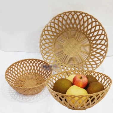 Combo 5-10 rổ tròn mây 3 size nhựa đan giả mây - Đựng rau sống, hoa quả xinh xắn 26.000₫ 2