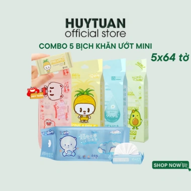 Combo 5 bịch Khăn ướt mini 64 chiếc 14x15cm mỗi - Bỏ túi an toàn, giá 99.000₫ 9