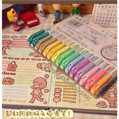 Combo 5 Bút Highlight 2 Đầu Pastel Vintage Mực Nhạt Không Độc Giá Ưu Đãi 28.100₫