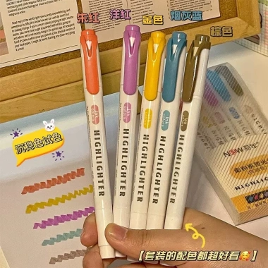 Combo 5 Bút Highlight 2 Đầu Pastel Vintage Mực Nhạt Không Độc Giá Ưu Đãi 28.100₫