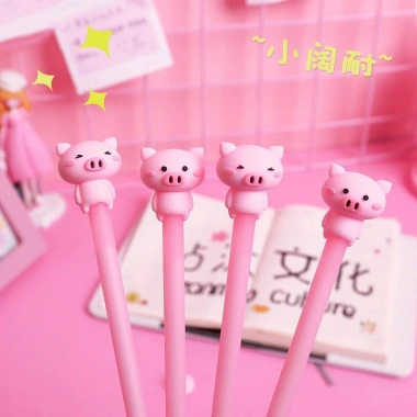 Combo 5 Bút mực đen gel nước hình heo hồng, ngòi 0.38mm - Giá 22.000 VNĐ 2