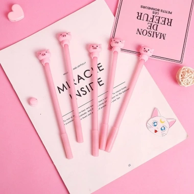 Combo 5 Bút mực đen gel nước hình heo hồng, ngòi 0.38mm - Giá 22.000 VNĐ 3