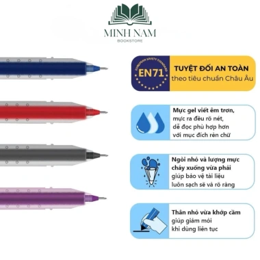 Combo 5 cây Bút Gel Bitex G04 - Viết sắc nét Xanh Đỏ Đen Tím, 15.900₫ - Minh Nam 2