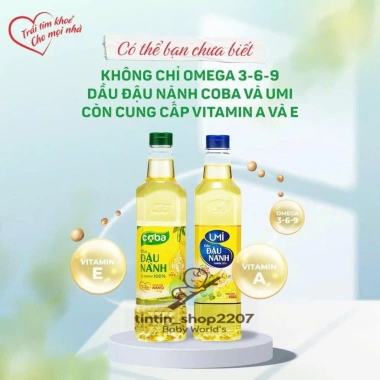 Combo 5 chai Dầu Ăn Đậu Nành CoBa 100% Omega 3 6 9 tốt tim mạch 1L 63.000₫ 5