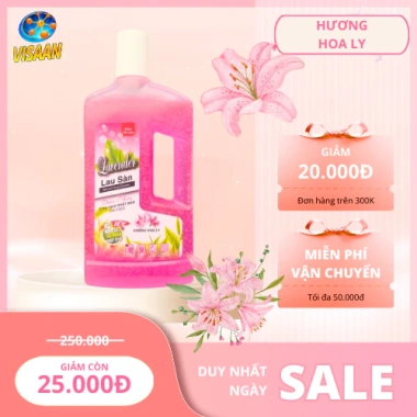 Combo 5 chai nước lau sàn đa năng Lavender khử mùi, diệt khuẩn – Hương trà xanh, lô hội, chanh sả – Giá chỉ 30.000