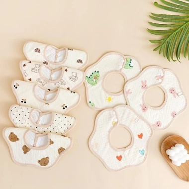 Combo 5 chiếc Yếm tròn cánh hoa xoay 360 chống thấm, độ bền cao, thoáng mát cho bé, đồ dùng tiện lợi - Giá ưu đãi chỉ 14.000 VND 10