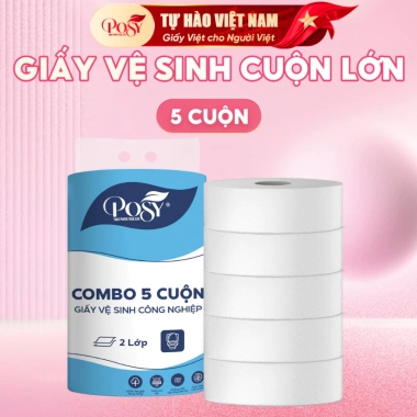 Combo 5 cuộn GVS Posy 700g 2 lớp - Cuộn lớn mềm mịn, tiết kiệm, thân thiện môi trường - Giá chỉ 132.500₫