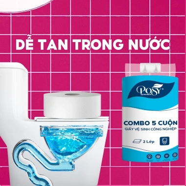 Combo 5 cuộn GVS Posy 700g 2 lớp - Cuộn lớn mềm mịn, tiết kiệm, thân thiện môi trường - Giá chỉ 132.500₫ 3 Combo 5 cuộn GVS Posy 700g 2 lớp - Cuộn lớn mềm mịn, tiết kiệm, thân thiện môi trường - Giá chỉ 132.500₫ 3