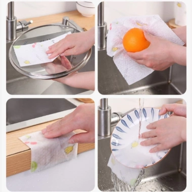 Combo 5 cuộn Khăn Lau Bếp 20cm - Giấy Lau Đa Năng, Thấm Nước Dầu Mỡ, Giặt Được, 28.710 VND