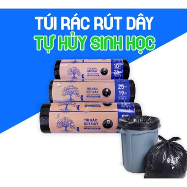 Combo 5 cuộn túi rác rút dây tự hủy sinh học VIPACO 10L 25L 50L- Giá 24.300 VND 2
