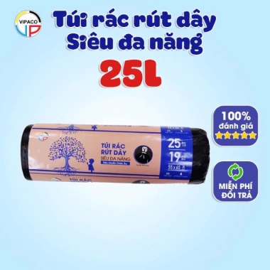 Combo 5 cuộn túi rác rút dây tự hủy sinh học VIPACO 10L 25L 50L- Giá 24.300 VND 8