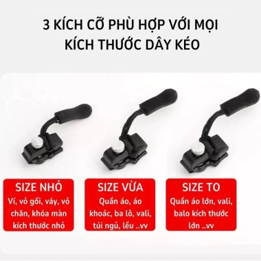 Combo 5 đầu khóa kéo 3 kích cỡ - Phụ kiện thay thế, phù hợp đa dạng, 16.900 VND 7