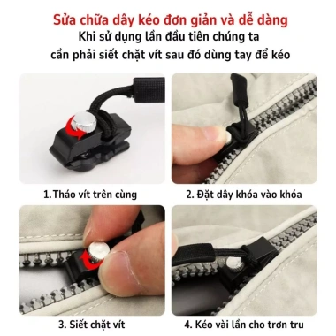 Combo 5 đầu khóa kéo 3 kích cỡ - Phụ kiện thay thế, phù hợp đa dạng, 16.900 VND 9