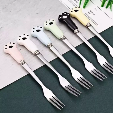 Combo 5 dĩa inox HAKI DN145 - Dĩa ăn hoa quả chân gấu, cán nhựa đa màu, 25.000₫ 8