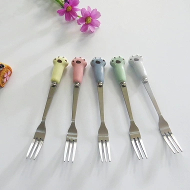 Combo 5 dĩa inox HAKI DN145 - Dĩa ăn hoa quả chân gấu, cán nhựa đa màu, 25.000₫ 10