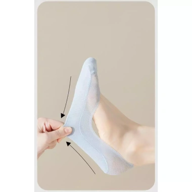 Combo 5 Đôi Tất Lưới Mỏng Vô Hình Nữ Chống Trượt, Màu Trơn Dài Đến Mắt Cá Chân