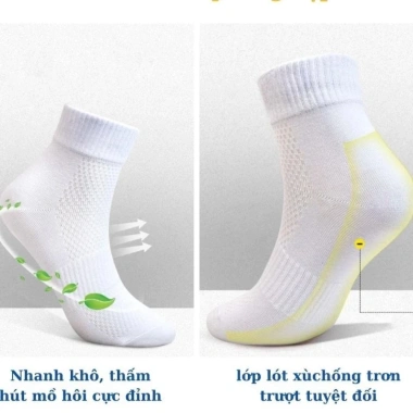 COMBO 5 Đôi Tất Thể Thao IZK Dày Dặn Chống Trơn Thoáng Khí Unisex Hàn Quốc 72.500₫