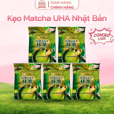 Combo 5 Gói Kẹo Sữa Trà Xanh Matcha UHA Chính Hãng Nhật Bản - Giá Ưu Đãi 216.001₫